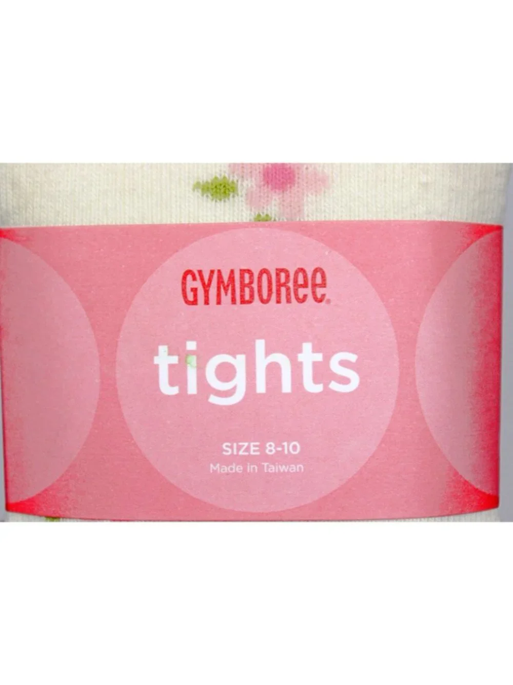 2006 Gymboree Park City Luxe Tights sz 8-10 White with Pink Flowers Footed